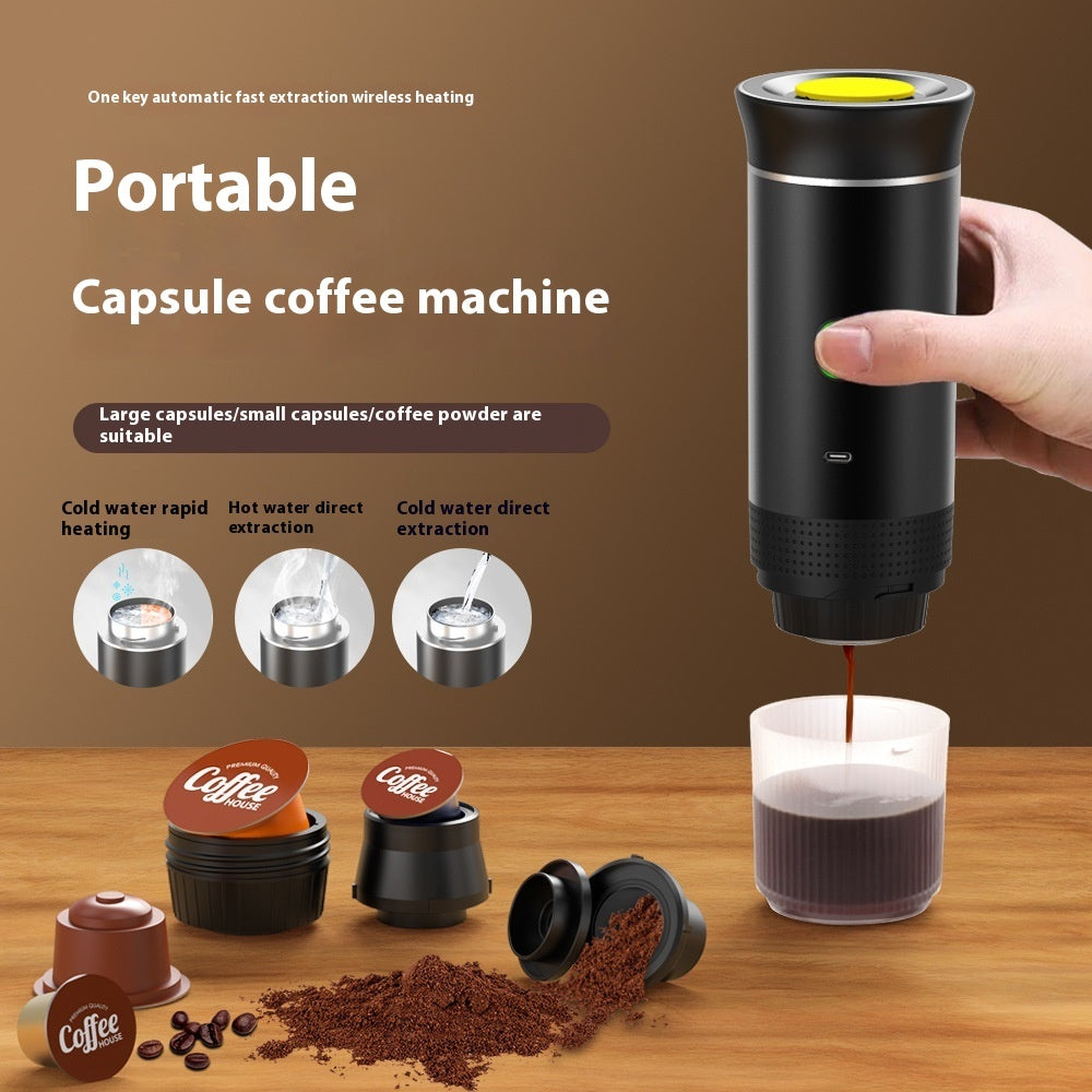 "3-in-1 Portable Espresso Maker: Electric Grinder, Travel Coffee Machine & Capsule Brewer – Compact Handy Cafe Solution for Home, Office, and On-the-Go Coffee Lovers"